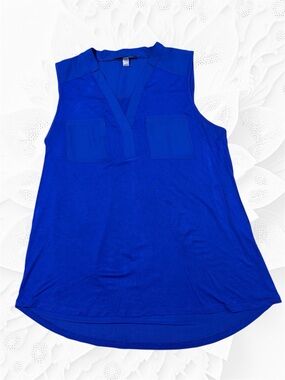 Cable & Gauge Royal Blue Sleeveless V-Neck Pocket Tank